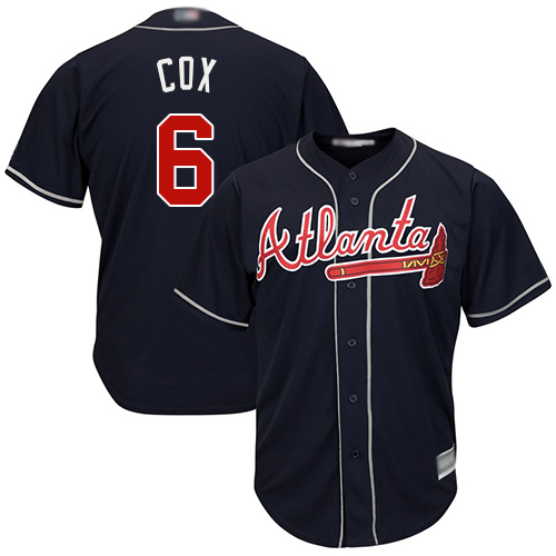 Braves #6 Bobby Cox Navy Blue Cool Base Stitched Youth MLB Jersey